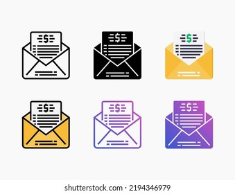 Icono de factura o factura con línea, contorno, plano, relleno, glifo, color, gradiente. Actrazo editable y píxel perfecto. Se puede usar para productos digitales, presentación, diseño de impresión y más.