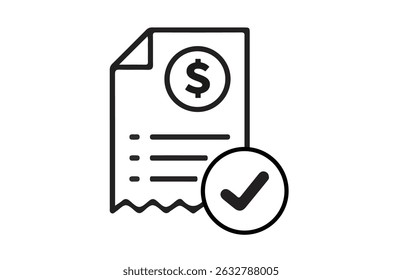 Bill, invoice icon. Tax thin line icon, business and finance, taxes sign, vector graphics. Audit document icon flat style for mobile and web design