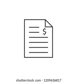 bill, invoice line icon. Simple, modern flat vector illustration for mobile app, website or desktop app on gray background