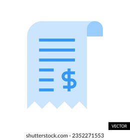 Bill, Invoice, Payment receipt with United States Dollar symbol vector icon in flat style design for website design, app, UI, isolated on white background. EPS 10 vector illustration.