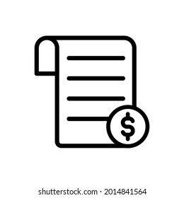 Bill, invoice, payment, transaction receipt icon. vector