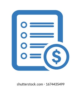 Icono de facturación, factura, azul de cobro