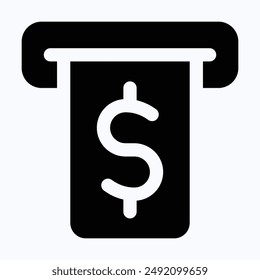 Bill Invoice Or Receipt Icon Concept, Isolated Silhouette Vector Icon.