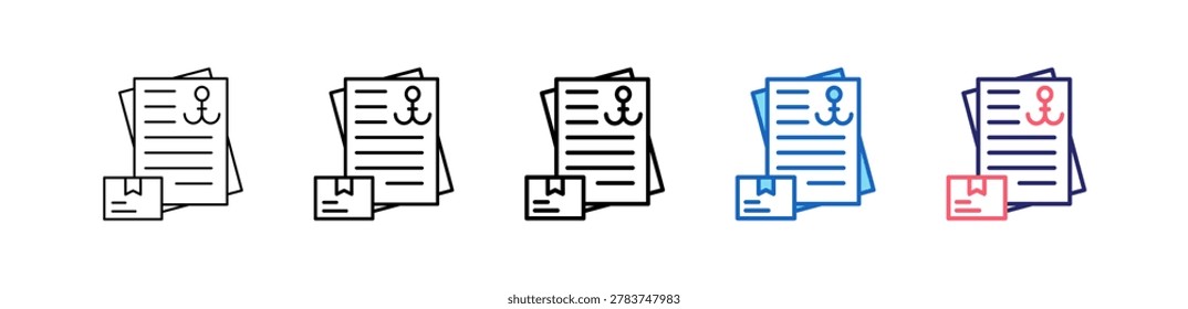 Bill Of Lading Icon In 5 Different Styles Set Collection.