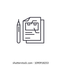 Bill of lading linear icon concept. Bill of lading line vector sign, symbol, illustration.