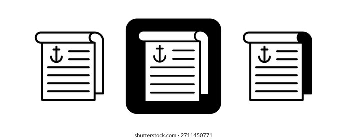 Bill Of Lading Solid color and black line drawing vector illustration set