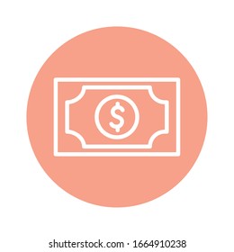 bill line and block style icon of money financial item banking commerce market payment buy currency accounting and invest theme Vector illustration