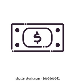 bill line style icon of money financial item banking commerce market payment buy currency accounting and invest theme Vector illustration