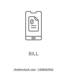 Bill linear icon. Bill concept stroke symbol design. Thin graphic elements vector illustration, outline pattern on a white background, eps 10.