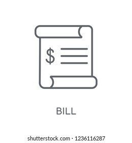 Bill linear icon. Modern outline Bill logo concept on white background from Delivery and logistics collection. Suitable for use on web apps, mobile apps and print media.