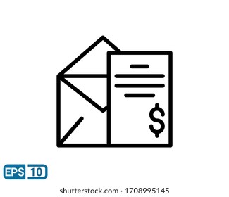 icono de estilo de línea de correo electrónico y de lista en fondo blanco. EPS 10 