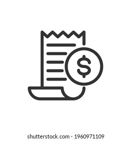 Bill minimal line icon. Web stroke symbol design. Bill sign isolated on a white background. Premium line icon.
