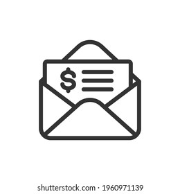 Bill minimal line icon. Web stroke symbol design. Bill sign isolated on a white background. Premium line icon.
