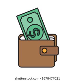 bill money in wallet isolated icon vector illustration design