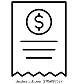 Vector de ilustración de icono de contorno de factura
