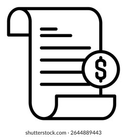 Bill outline icon. Simple vector icon design in outline style. Editable vector format