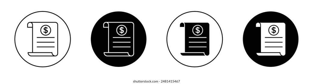 Bill outlined icon vector collection.