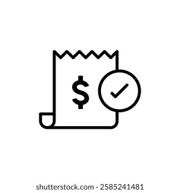 Bill Paid Icon Flat vector set outline