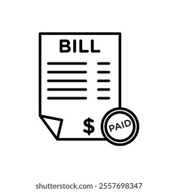 Bill paid icon Isolated flat vector in outline