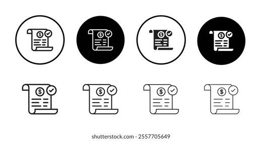 Bill paid icon Line Art Logo set