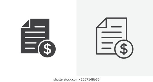 Bill paid icon. outlined vector style.