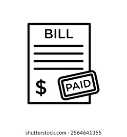 Bill paid icon Simple thin line flat symbol