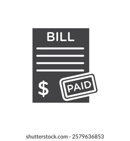 Bill paid icon Simple thin line flat symbol