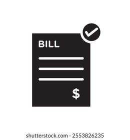 Bill paid icon Thin line flat illustration