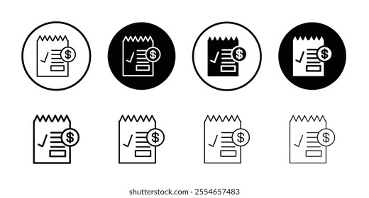 Bill paid icon Thin line vector illustration set