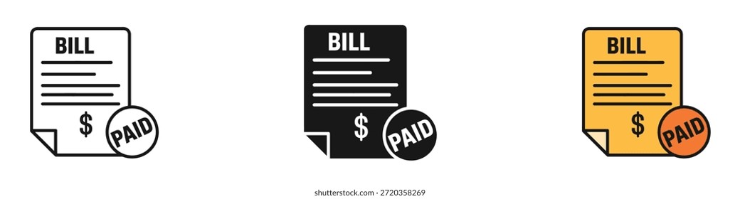 Bill paid icon vector. completed financial transaction, invoice symbol. vector illustration.