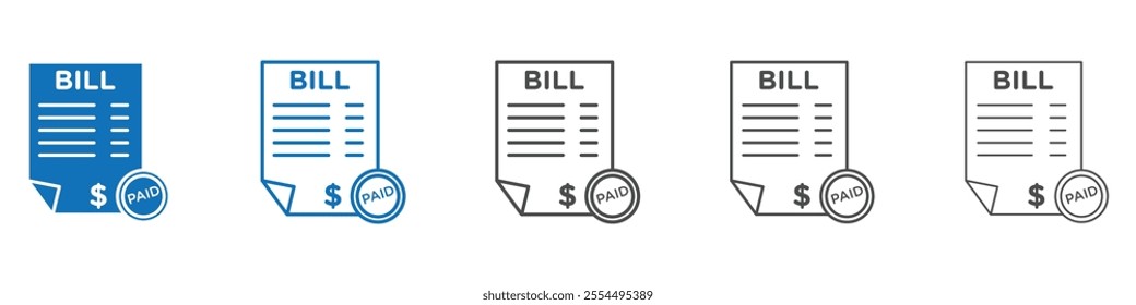 Bill paid icon vector set collection for web