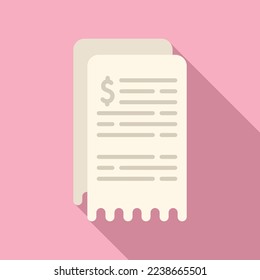 Bill paper icon flat vector. Finance payment. Money service