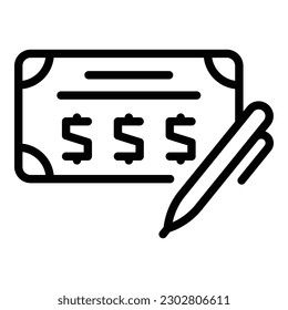 vector de contorno de icono de papel de lista. Pago móvil. Saldo financiero