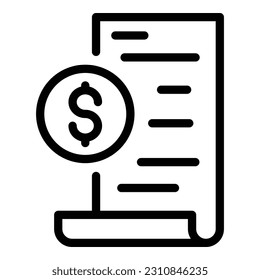 Bill paper icon outline vector. Making online money. Laptop bank