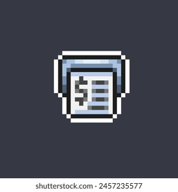 bill paper in pixel art style