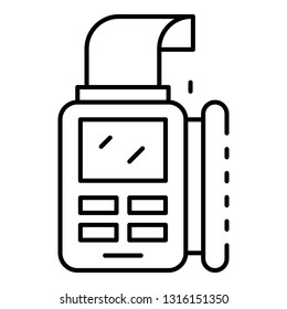 Bill paper pos terminal icon. Outline bill paper pos terminal vector icon for web design isolated on white background