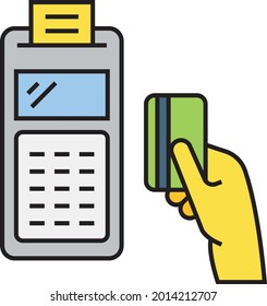 Bill pay by Debit Card Vector Icon Design, Retail Shop Equipment Symbol, Supermarket fixtures Sign, Grocery Store Supplies Stock illustration, Payment POS Terminal Concept, 