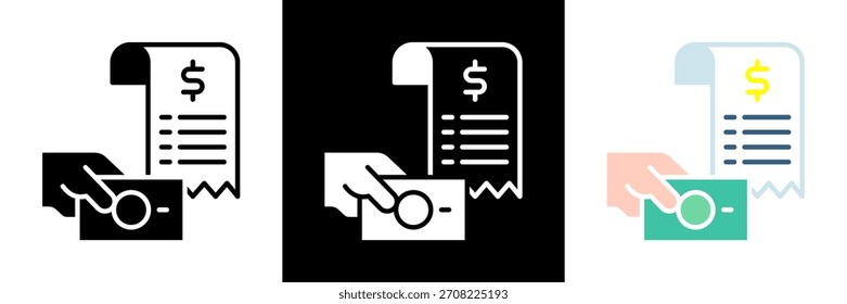 Ilustración vectorial de glifo de conjunto de iconos de pago de facturas