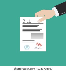 Bill. Paying bill. Flat icon