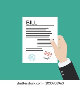Bill. Paying bill. Flat icon