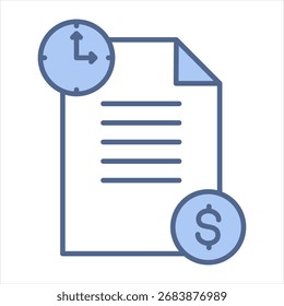 Ilustración vectorial de icono azul de pago de facturas