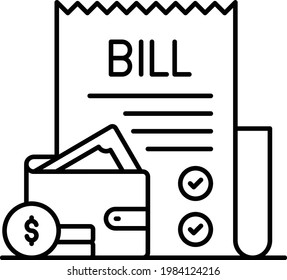 Bill Payment Concept, Paying Invoice  Vector Icon Design, Business and Management Symbol, Banking and finance Sign, ECommerce and Delivery Stock illustration, Purchase Document with Mens wallet Sign