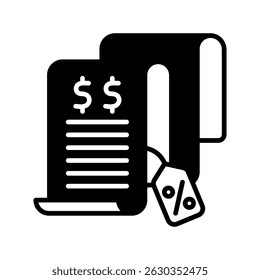 Bill Payment glyph, mini illustration icon. use for modern concept, print, UI, UX kit, web and app development. Vector related to sales, logistic and ecommerce