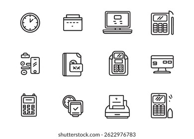 Icono de pago de factura Línea de arte