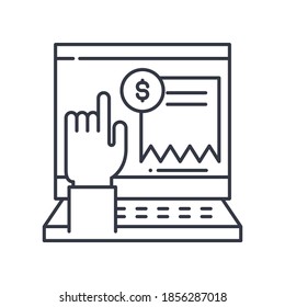 Bill payment icon, linear isolated illustration, thin line vector, web design sign, outline concept symbol with editable stroke on white background.