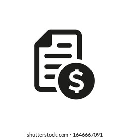 Icono de pago de factura en fondo blanco.