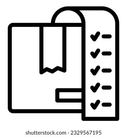 Vector de esquema de icono de pago de factura. Orden de trabajo. Informe de datos