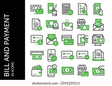Bill and Payment icon pack. Set icon design