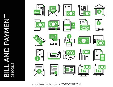 Bill and Payment icon pack. Set icon design