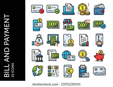 Bill and Payment icon pack. Set icon design